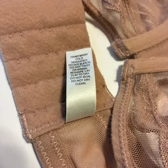 Paramour Rose Tan Lotus Embroidered Lace Bra Unlined Size 36D Sheer Sculpting - Picture 6 of 6